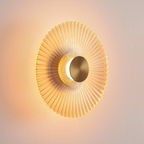 Applique design dorée disque plissé LED 28 cm -...