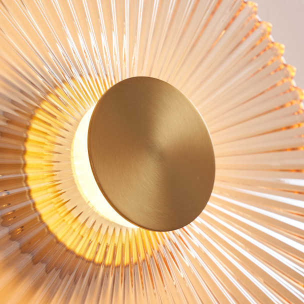 Applique design dorée disque plissé LED 28 cm -...