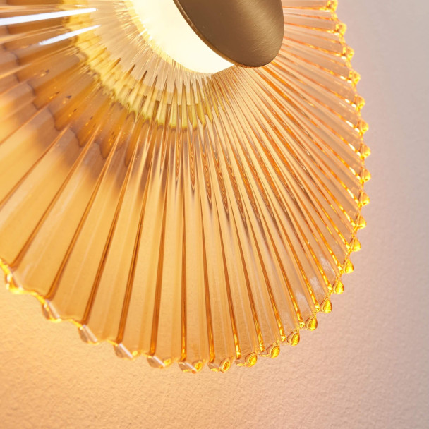 Applique design dorée disque plissé LED 28 cm -...