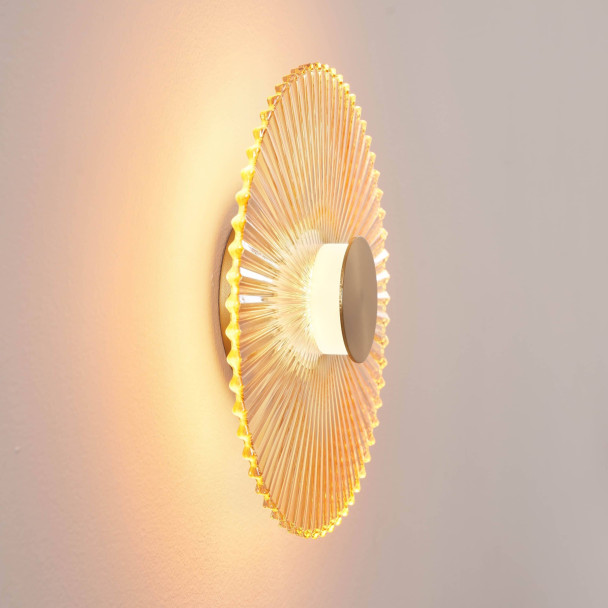Applique design dorée disque plissé LED 28 cm -...