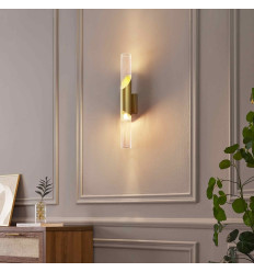 Longue applique contemporaine doré clair double verre 51... 2
