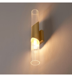 Longue applique contemporaine doré clair double verre 51...