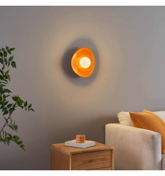 Applique moderne en céramique colorée orange et verre...