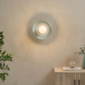 Applique en céramique blanche et vert d’eau avec verre opalin 27 cm - Azélie