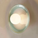 Applique en céramique blanche et vert d’eau avec verre opalin 27 cm - Azélie