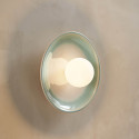 Applique en céramique blanche et vert d’eau avec verre opalin 27 cm - Azélie