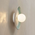 Applique en céramique blanche et vert d’eau avec verre opalin 27 cm - Azélie