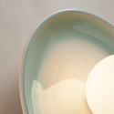 Applique en céramique blanche et vert d’eau avec verre opalin 27 cm - Azélie