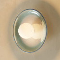 Applique en céramique blanche et vert d’eau avec verre opalin 27 cm - Azélie