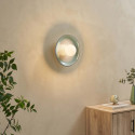 Applique en céramique blanche et vert d’eau avec verre opalin 27 cm - Azélie