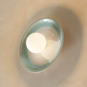 Applique en céramique blanche et vert d’eau avec verre opalin 27 cm - Azélie