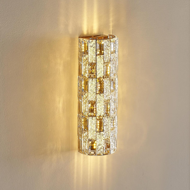 Applique dorée à LED cristaux de verre aux...