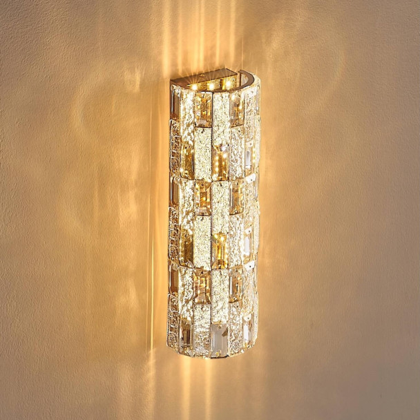 Applique dorée à LED cristaux de verre aux...