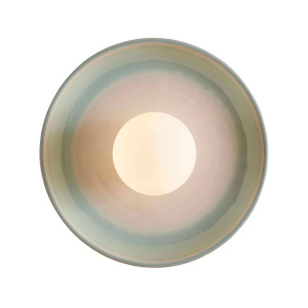 Applique murale céramique vert d'eau et verre opalin 27 cm - Azélie