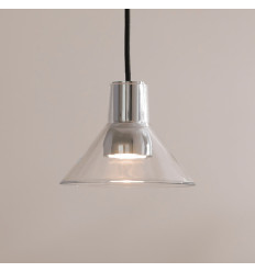 Petite suspension chromée cône en verre transparent - Grimea