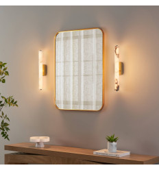 Longue applique murale dorée LED en albâtre naturel -... 2
