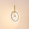 Suspension dorée LED disque en verre transparent texturé - Alma