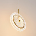 Suspension dorée LED disque en verre transparent texturé - Alma
