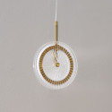 Suspension dorée LED disque en verre transparent texturé - Alma