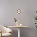 Suspension dorée LED disque en verre transparent texturé - Alma