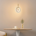 Suspension dorée LED disque en verre transparent texturé - Alma