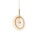 Suspension dorée LED disque en verre transparent texturé - Alma