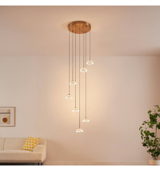 Longue suspension cascade florale en verre LED dimmable 2...