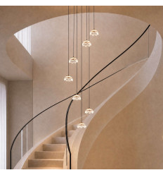 Longue suspension cascade florale en verre LED dimmable 2... 2