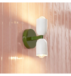 Applique colorée pop double cylindre vert et blanc  -...