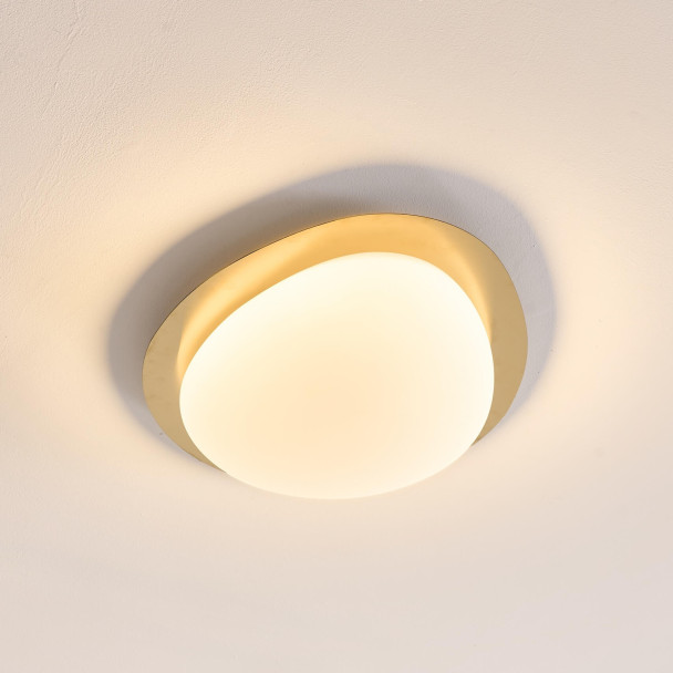 Plafonnier LED dimmable doré brillant avec...