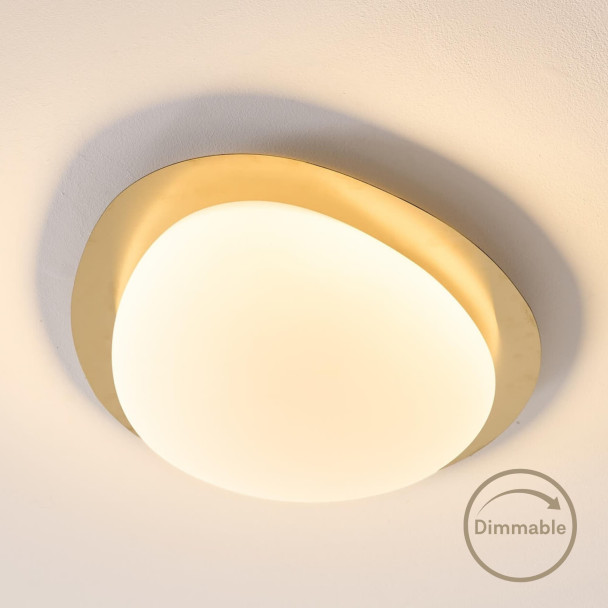 Plafonnier LED dimmable doré brillant avec...