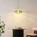 Suspension LED contemporaine avec disque en verre vert 45 cm - Solvani