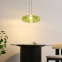 Suspension LED contemporaine avec disque en verre vert 45 cm - Solvani