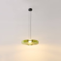 Suspension LED contemporaine avec disque en verre vert 45 cm - Solvani