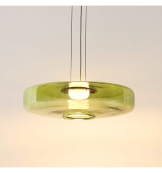 Suspension LED contemporaine avec disque en verre vert 45... 2