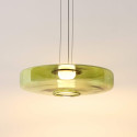 Suspension LED contemporaine avec disque en verre vert 45 cm - Solvani