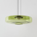 Suspension LED contemporaine avec disque en verre vert 45 cm - Solvani