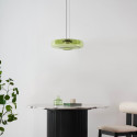 Suspension LED contemporaine avec disque en verre vert 45 cm - Solvani