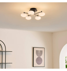 Plafonnier élégant noir et blanc dimmable à 5 sphères...