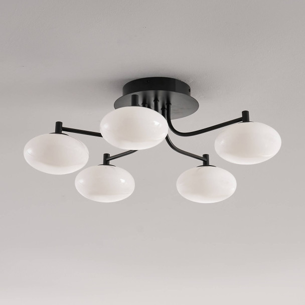 Plafonnier élégant noir et blanc dimmable à 5...