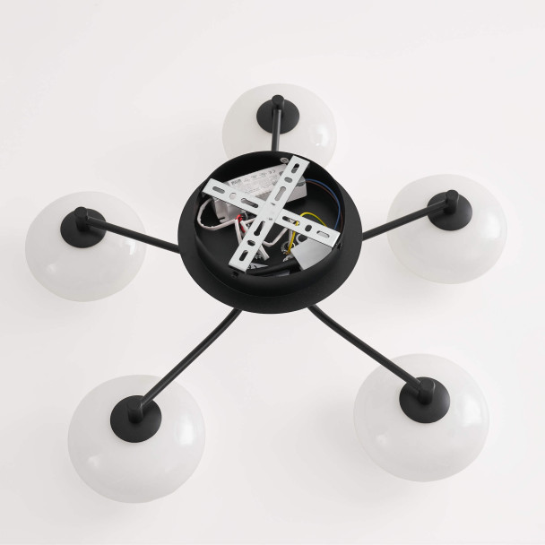 Plafonnier élégant noir et blanc dimmable à 5...