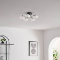Plafonnier élégant noir et blanc dimmable à 5 sphères lumineuses - Vittoria