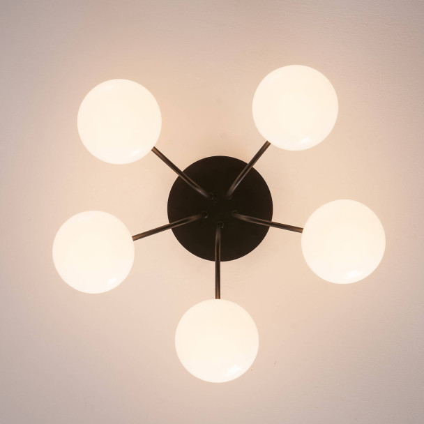Plafonnier élégant noir et blanc dimmable à 5...