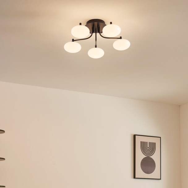 Plafonnier élégant noir et blanc dimmable à 5...