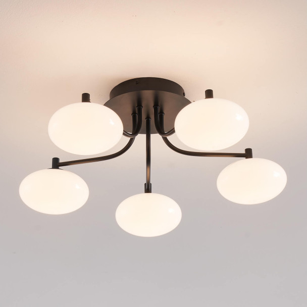 Plafonnier élégant noir et blanc dimmable à 5...