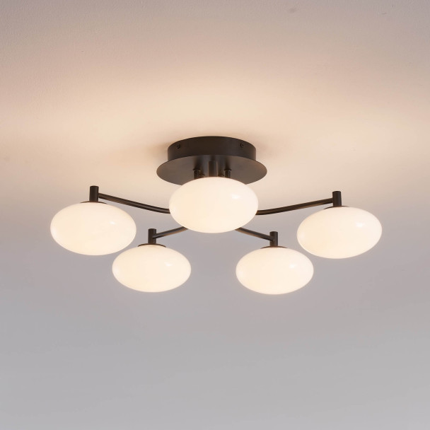 Plafonnier élégant noir et blanc dimmable à 5...