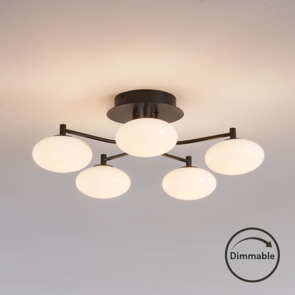 Plafonnier élégant noir et blanc dimmable à 5...