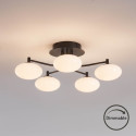Plafonnier élégant noir et blanc dimmable à 5 sphères lumineuses - Vittoria