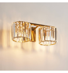 Applique murale luxueuse dorée en cristal double... 2