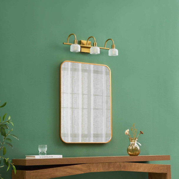 Longue applique vintage dorée triple verre...